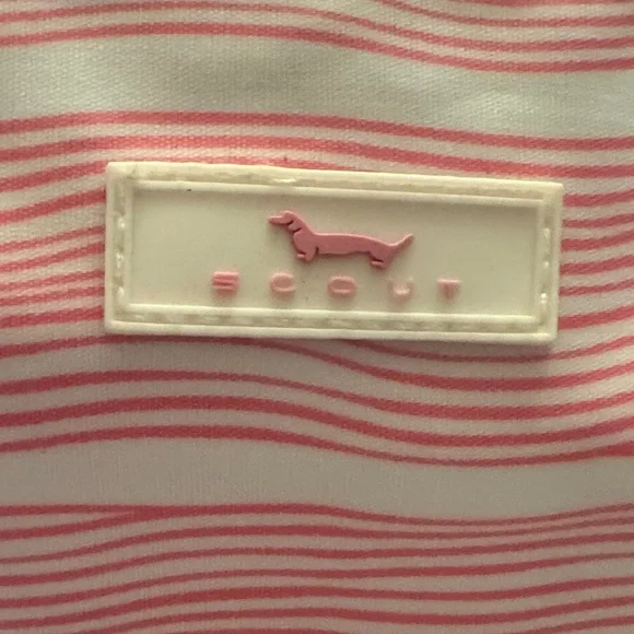 SCOUT Packin' Heat Makeup Bag featuring a pink and white wavy stripe pattern. - Picture 5 of 15
